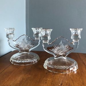 Depression Glass Candelabra Candleholder Set